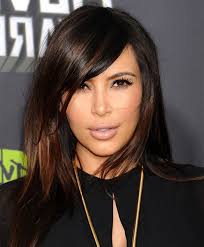 Kim kardashian long braided hairstyle: Medium Length Hair Artistic Chestnut Highlights On Sliced Cut Kim Kardashian Hairstyle Hairstyles Weekly