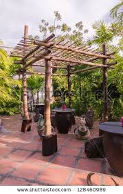 Bamboo Shelter For Rest Area In Garden Asiatischer Garten Pergola Schatten Diy Pergola