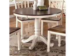 This project was built with a round top from a broken table and two 2x4's. Signature Design By Ashley Whitesburg Two Tone Round Table With Pedestal Base Royal Furniture Kitchen Tables