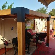 Double Pergola Kit With 2 Shade Sails For 6x6 Wood Posts Shade Sail Pergola Shade Diy Pergola