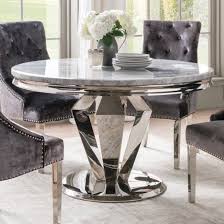 Arlesey Marble Dining Table Round In Grey And Steel Legs Furniture In Fashion Dining Table Marble Round Dining Table Round Marble Dining Table