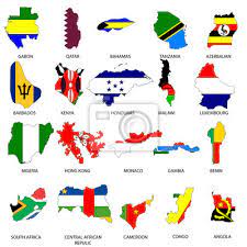 Erkennst du diese länder nur anhand ihrer umrisse? Illustrierte Umrisse Der Lander Mit Flagge Die Innerhalb Leinwandbilder Bilder Malawi Monaco Aserbaidschan Myloview De
