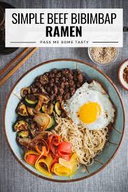Simple Beef Ramen Bowl Recipe Bibimbap Recipe Easy Bibimbap Recipe Recipes