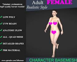 Low poly Nude Female 001 Animated - Realistic Style 3d model