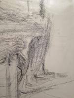 Original Drawing of Male Nude 'Sitting Man' Signed by Jeanne Dodd c.1990
