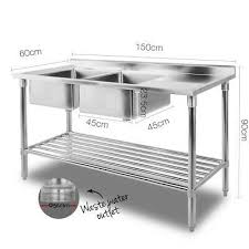 commercial double stainless steel sink kitchen chef work food prep bench shelf commercial stainless steel sink stainless steel sinks commercial kitchen design
