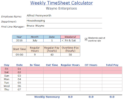 Excel Timesheet Calculator Template For 2019 Free Download