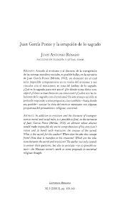 Juan Garda Ponce y la irrupci6n de lo sagrado
