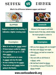 Supper Vs Dinner How To Use Dinner Vs Supper In Sentences Confused Words In 2020 Learn English Words Learn English Grammar English Vocabulary Words