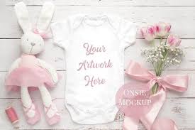 White Baby Onsie Mockup Pink In 2020 Baby Onsies Baby Bodysuit Onsies