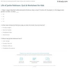 Jackie robinson is best known for what record? Life Of Jackie Robinson Quiz Worksheet For Kids Study Com