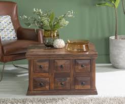 Store your belongings in style. Ganga Sheesham Square Trunk Coffee Table 6 Drawers Storage Cfs Furniture Uk