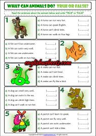 What Can Animals Do True Or False Esl Printable Grammar Exercise Handout Ability I English Lessons For Kids Esl Worksheets For Beginners Worksheets For Kids