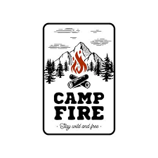 This cover has been designed using resources from flaticon.com. Camp Emblem With Campfire Stay Wild And Free Vector Illustration Vector Illustration Campfire Free Vector Art