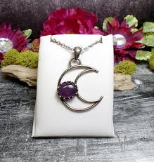 Amethyst Moon Necklace Amethyst Crescent Moon Gemstone Etsy Moon Necklace Amethyst Stone Amethyst