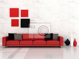 Le salon est composé de canapé gris taupe + canapé rouge et fauteuils rouge,. Interieur De La Salle Moderne Canape Rouge Peintures Murales Tableaux Gris Clair Divan Fauteuil Myloview Fr
