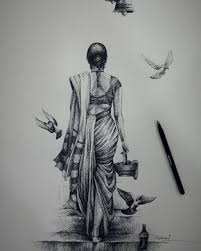 Indian Inspired Ballpoint Pen Drawings Art Drawings Sketches Simple Pen Art Work Girl Drawing Sketches