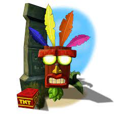 Crash Bandicoot Aku Aku Mask Naughtydogs Tribute Artwork Digital Drawing By Maomornity Crash Bandicoot Bandicoot Masks Art
