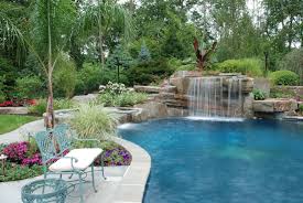 Backyard Vacation In A Tropical Landscape Design Northern Nj Pool Waterfall Backyard Pool Tropical Backyard Landscaping