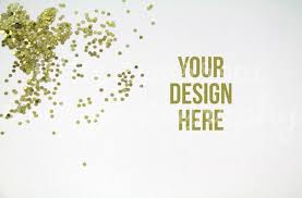 Gold Confetti Styled Desktop Mock Up Styled Desktop Business Card Mock Up Desktop Stock Photo