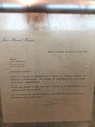 +39 0122 622381 fax +39 0122 622984. Ot Original Letter From Juan Manuel Fangio To Enzo Ferrari As A Recommendation For Horacio Pagani Formula1