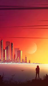 Birds sunset wings fly re. Sunset Digital Art Cityscape Buildings 4k Wallpaper 6