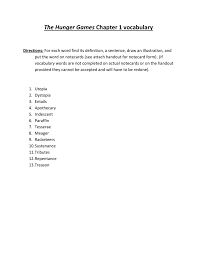 The Hunger Games Chapter 1 Vocabulary