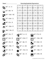 Factoring Quadratic Expressions Color Worksheet 5 Carta De Referencia Expresiones Algebraicas Secundaria Matematicas