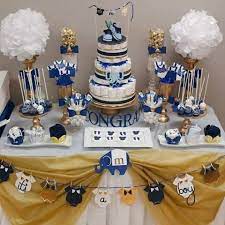 Navy Blue And Gold Baby Shower Blue Baby Shower Decorations Gold Baby Shower Boy Baby Blue Elephant Baby Shower