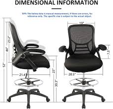 Buy High Back Mesh Ergonomic Drafting Chair Tall Office Chair Standing Desk Stool With Adjustable Foot Ring And Flip Up Arms Black Online In Indonesia B08931jdx5