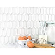 Alabaster Picket Ceramic Mosaic White Tile Backsplash Kitchen Tiles Backsplash White Kitchen Backsplash