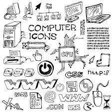 Set Of Hand Drawn Computer Icons Vector Affiliate Drawn Hand Set Vector Icons Ad Computer Icon Computer Drawing Computer Sketch