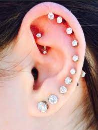 Pin By Abby Wallace On Piercings Full Ear Piercing Ear Jacket Earring Silver Bar Stud Earrings