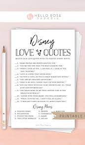Disney Love Quotes Trivia Game Rustic Bridal Shower Printable Wedding Shower Rustic Disney Themed Bridal Shower Disney Bridal Showers Disney Love Quotes