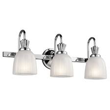 Get the best deals on lighted bathroom mirrors. Cora Led Over Bathroom Mirror Wall Light With 3 Ribbed Glass Shades