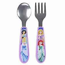 Easy Grasp Fork And Spoon From The First Years Featuring Disney Princess Produtos Para Bebe Retro Cromada