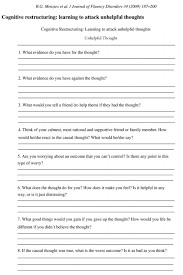 Goal setting worksheets for college students. Cognitive Restructuring Learning To Attack Unhelpful Thoughts Therapy Worksheets Cognitive Therapy Counseling Worksheets