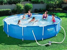 Bestway Steel Pro Pool Mit Filterpumpe Und Kartusche 6473 Liters Weiss 366 X 366 X 76 Cm Baden Badespass Oberirdische Pools Schwimmbad Filter Swimming Pool
