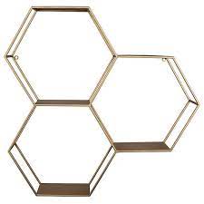 Pick from wall shelving options for different areas of your home like the entryway, wall intersections, fireplace, kitchen, or even an empty corner. Gold Honeycomb Hexagon Wall Shelf Kirklands