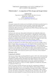 Pdf Which H Index A Comparison Of Wos Scopus And Google Scholar