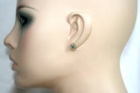 9ct Gold London Blue Topaz Studs Round Earrings Made in UK