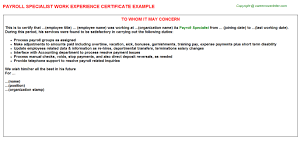 But if your message is intended for all employees in general. Payroll Specialist Career Templates Examples