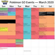At long last, niantic announced its (inevitable) easter event for pokemon go on thursday morning. Pokemon Go Event Calendar March 2020 Thesilphroad