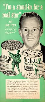 1952 Ad Green Giant Sweet Peas Mexicorn Niblets Art Linkletter Vegetable  YBL1