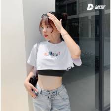 Áo thun nữ croptop tay ngắn đẹp màu trắng Shapes DAVIES