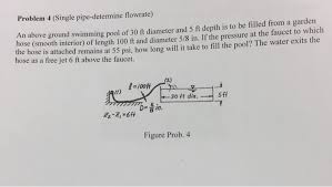 This should be the exact inside diameter of your garden. Single Pipe Determine Flowrate An Above Ground Chegg Com