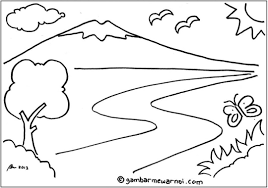 Belajar mewarnai gambar pemandangan lomba gambar mewarnai sd kelas 4. Download Gambar Mewarnai Pemandangan Alam Untuk Anak Sd Dan Tk