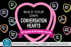 Free svg hugs and kisses 20 cents this free svg cutting file contains the following formats: Conversation Hearts Svg Candy Hearts Valentines Day Svg 420278 Cut Files Design Bundles