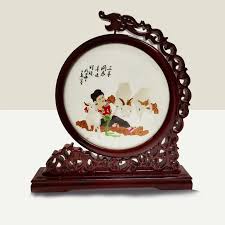 龙头架双面绣台屏 江苏绣达人工艺品有限公司 mantel clock decor clock