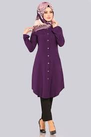 Onden Dugmeli Tesettur Tunik 2003bgs354 Mor Basortusu Modasi Musluman Modasi The Dress